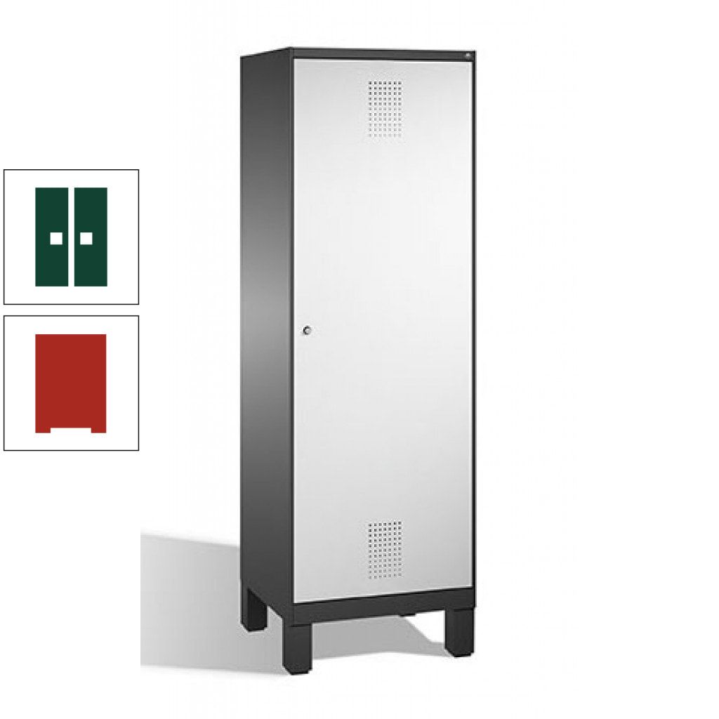 Doppel-Spind, Garderobenschrank, 1 Tür für 2 Abteile a 300 mm, Korpus anthrazitgrau, Türen anthrazitgrau, 1.850 x 600 x 500 mm (HxBxT)