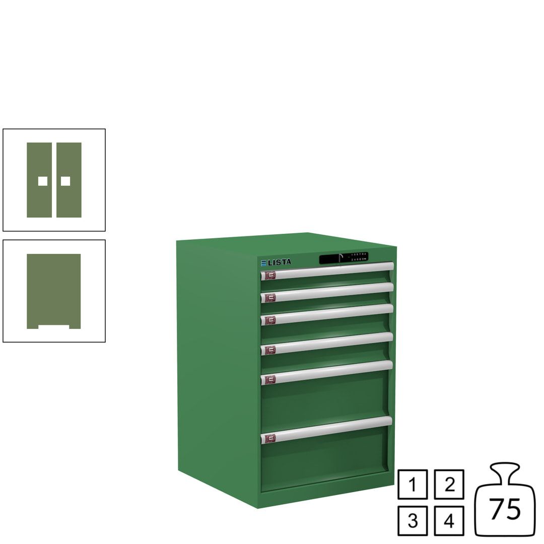Lista Schubladenschrank - 14.258.010 - 850x564x572 mm (HxBxT) - 6 Schubladen - 75 kg - Key Lock - lichtblau (RAL 5012)