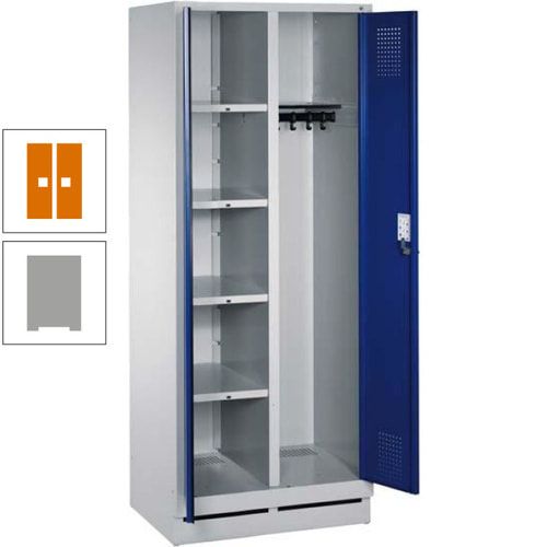 Mehrzweckschrank, Doppeltüren, Füße, 2 Abteile a 300 mm, Korpus anthrazitgrau, Tür anthrazitgrau, 1.800 x 600 x 500 mm (HxBxT)