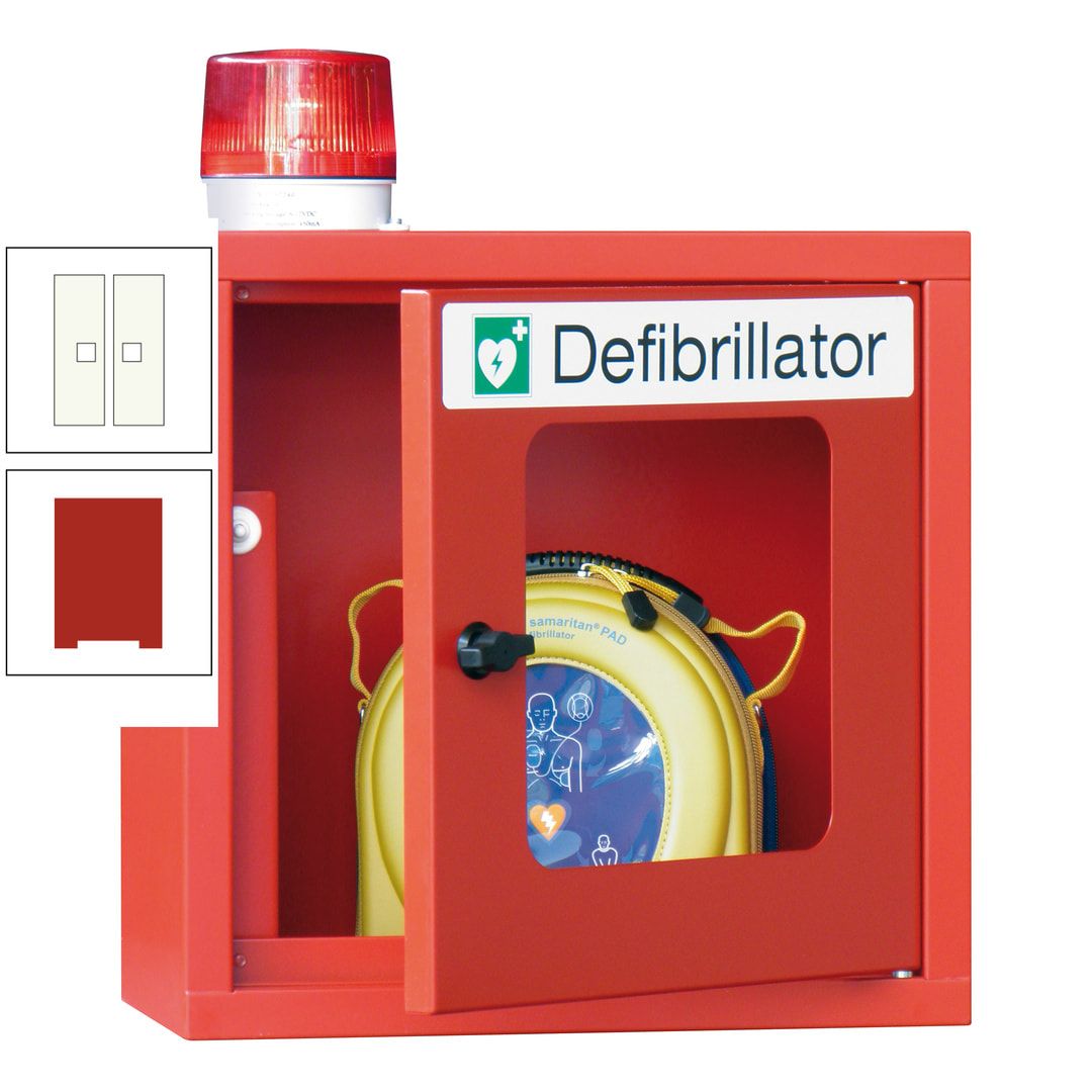 Defibrillatorenschrank mit akustischem und optischem Alarm - 490 x 400 x 200 mm (HxBxT) - Sichtfenster - anthrazitgrau