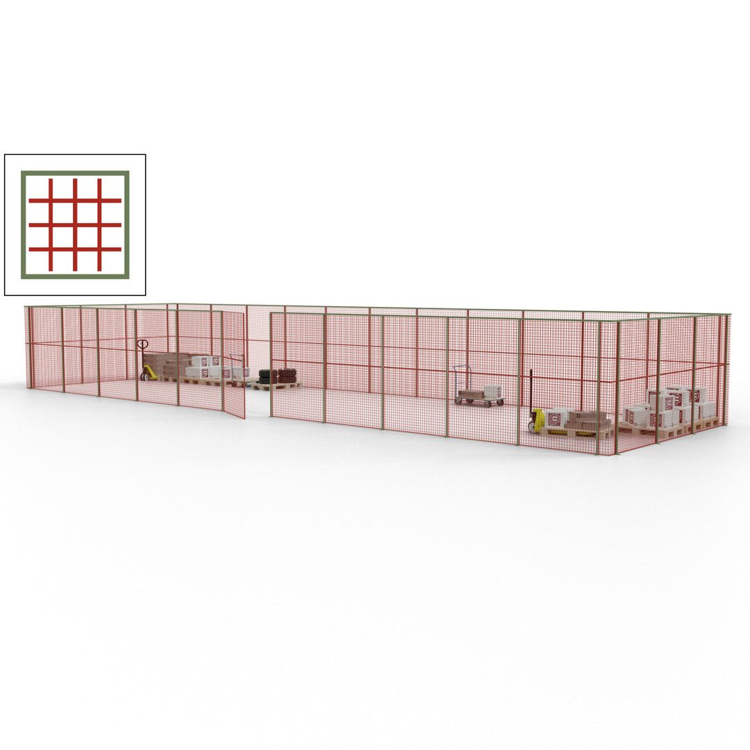 Maschinen Schutzgitter - Hallentrennwand - Sicherheitszaun - Tür - 42 m - 2.200 x 16.900 x 4.900 mm (HxBxT) - enzianblau