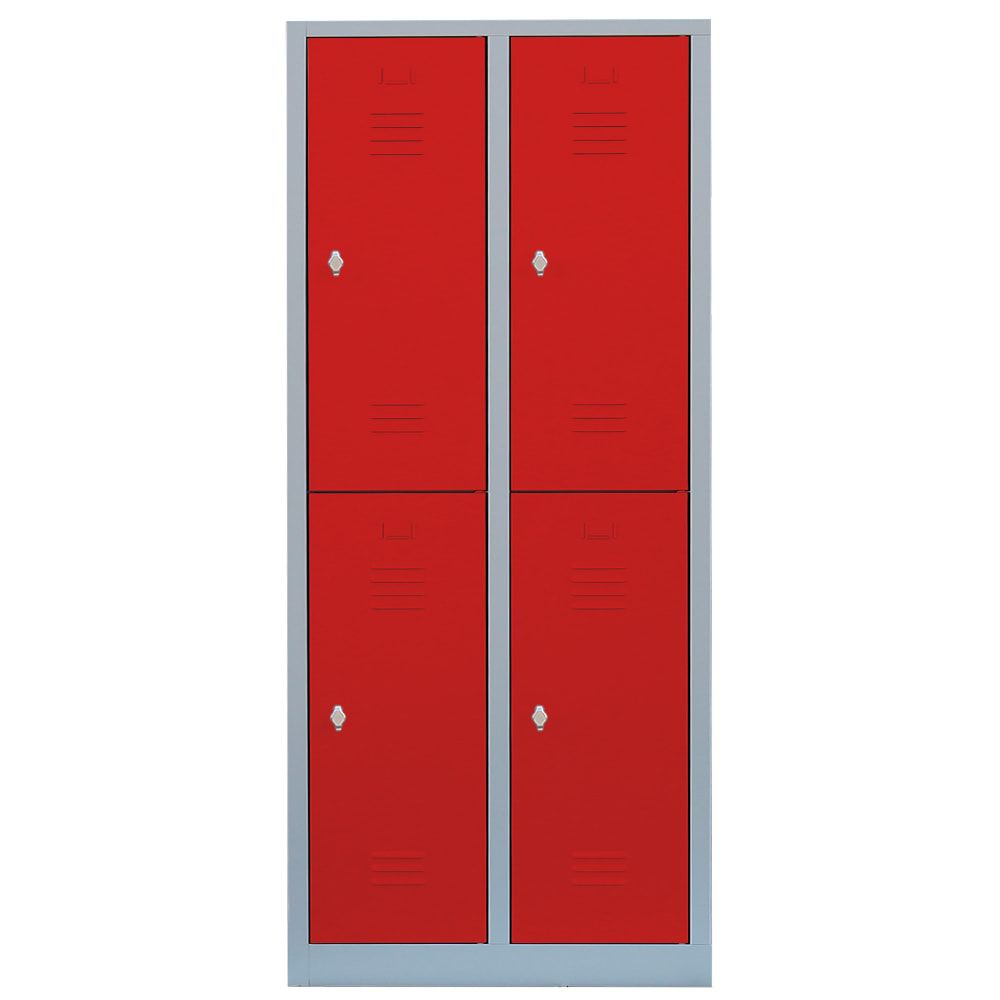 Garderobenschrank, Doppelstockspind, 2 Abteile, 4 Fächer, 1.800 x 800 x 500 mm (HxBxT), Stahl, Drehriegel, Korpus: lichtgrau, Front: anthrazitgrau