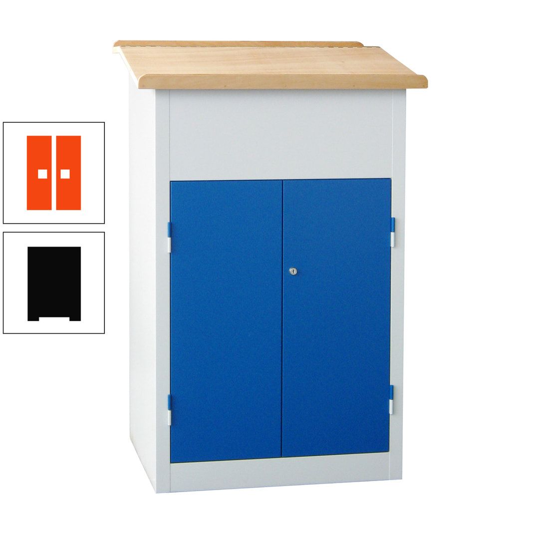 Stehpult mit Schrank - Vollblechtür - Zylinderschloss - 2 Böden - 1.200 x 700 x 600 mm (HxBxT) - anthrazitgrau