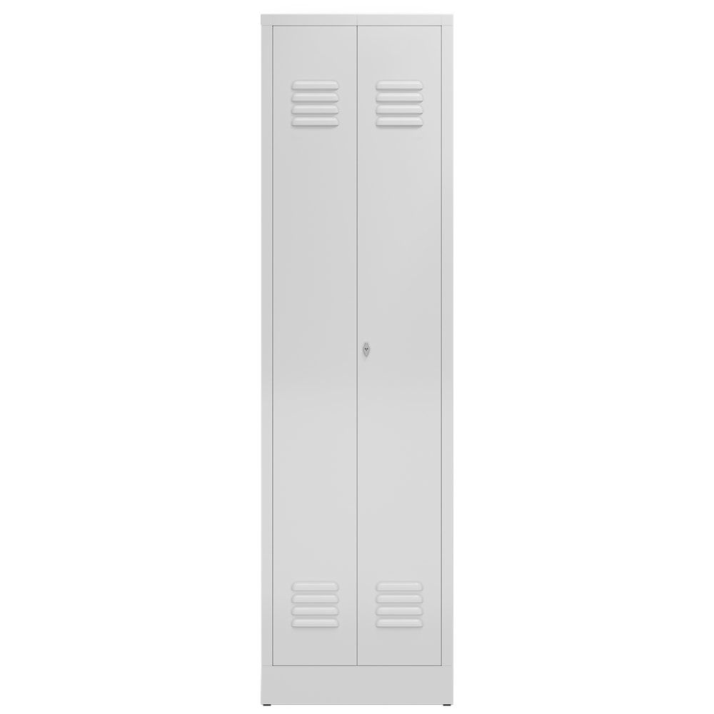 Mehrzweckschrank, Garderobenschrank, 2 Abteile, 6 Fächer, 1.800 x 500 x 500 mm (HxBxT), Drehriegel, Stahl, Korpus: lichtgrau, Front: anthrazitgrau