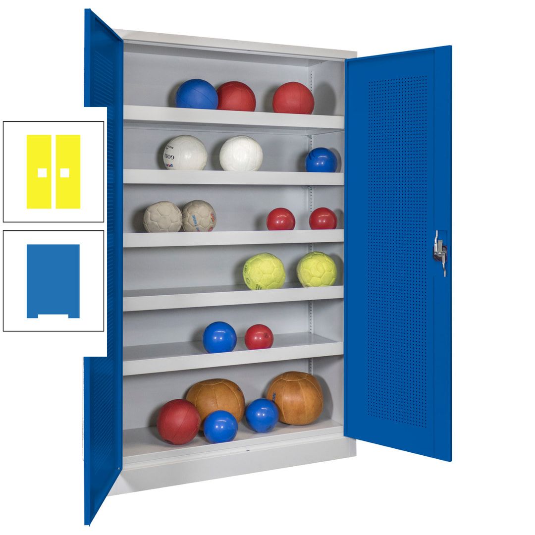 Ballschrank - Lochfeldtüren - 5 Böden - 1.950x1.200x500 mm (HxBxT) - anthrazitgrau