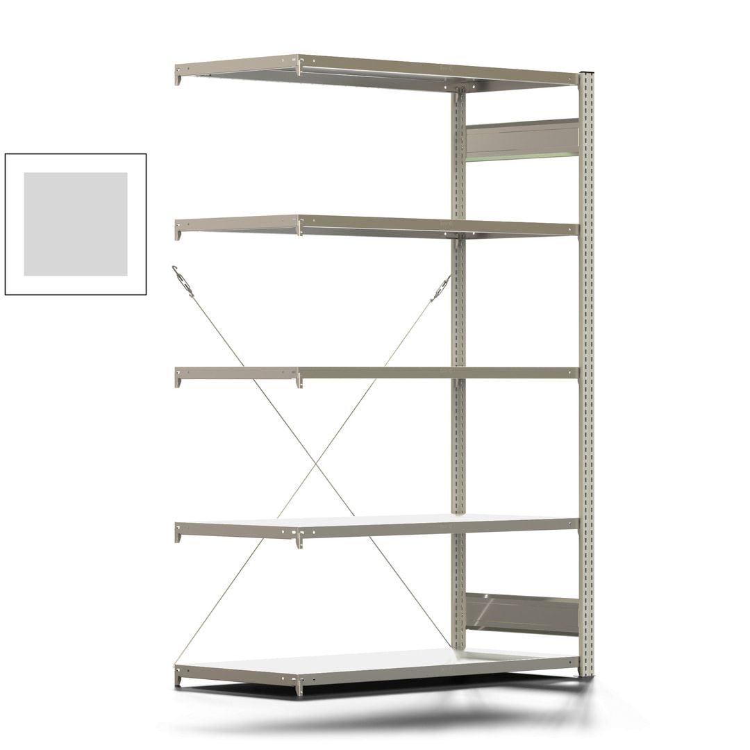 Fachbodenregal mit Tiefenriegel - 150 kg - 2.000 x 1.285 x 600 mm (HxBxT) - Anbauregal - Rahmen enzianblau - Böden verzinkt - BERT