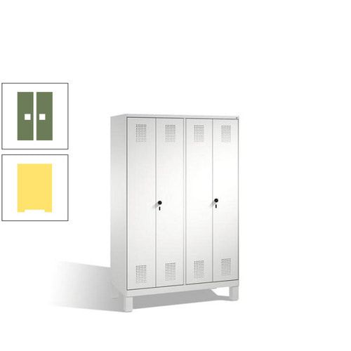Doppel-Spind, Doppeltüren, Garderobenschrank mit Füßen, 4 Abteile a 300 mm, Korpus anthrazitgrau, Tür anthrazitgrau, 1.850 x 1.200 x 500 mm (HxBxT)