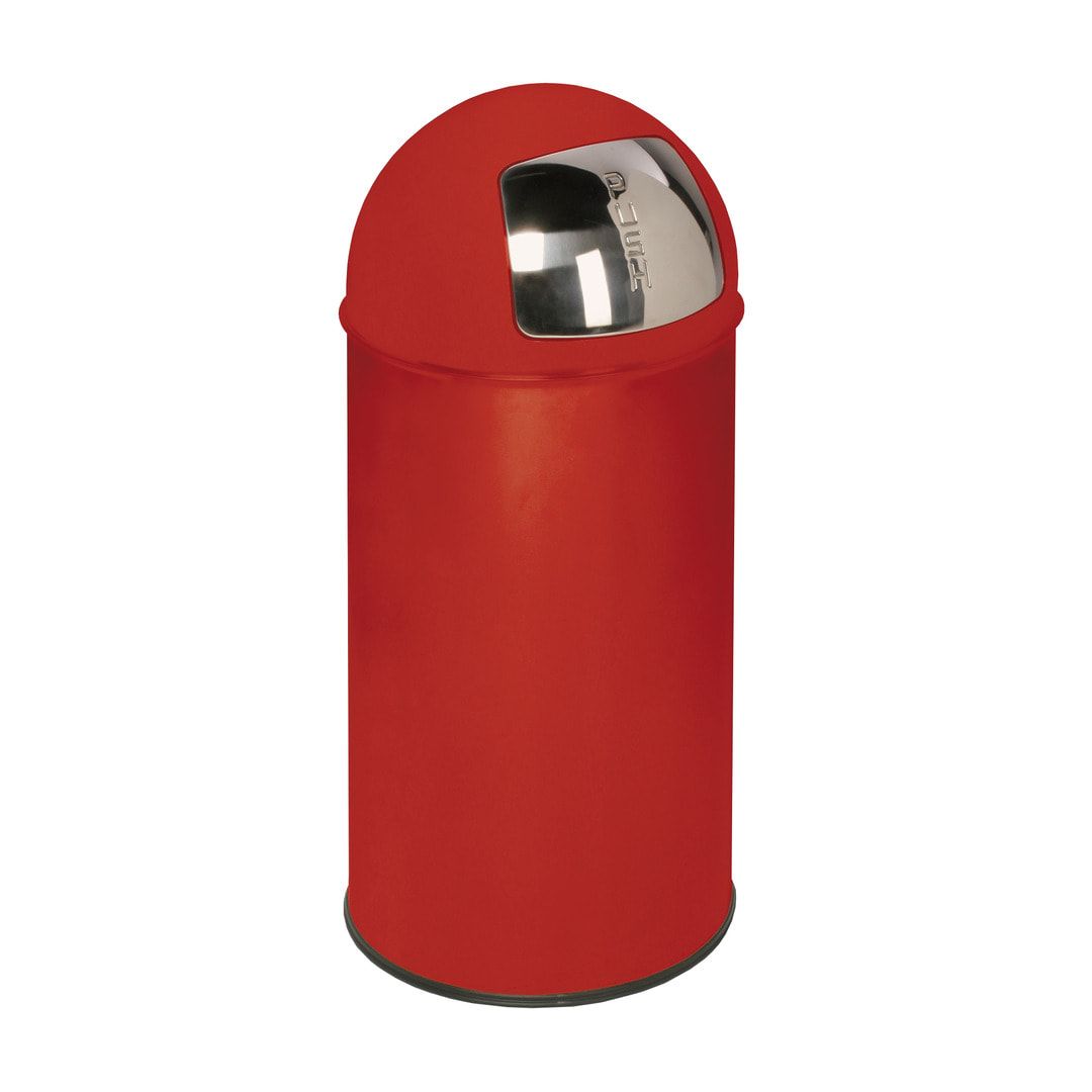 Mülleimer mit Edelstahl Einwurfklappe - rund - Volumen 50 l - 740 x 350 x 350 mm (HxBxT) - Edelstahl, matt