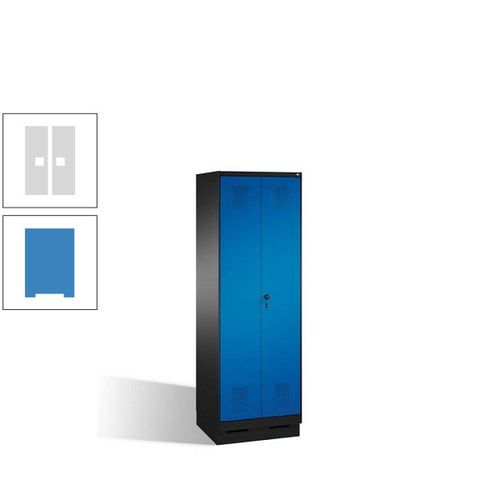 Doppel-Spind, Doppeltüren, Garderobenschrank mit Sockel, 2 Abteile a 300 mm, Korpus anthrazitgrau, Tür anthrazitgrau, 1.800 x 600 x 500 mm (HxBxT)