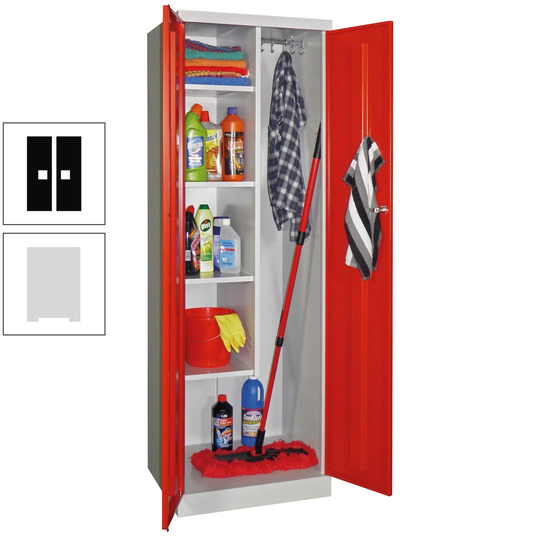 Putzschrank mit Sockel - 1 Abteil mit Trennwand - 1.800x600x500 mm (HxBxT) - Zylinderschloss - anthrazitgrau