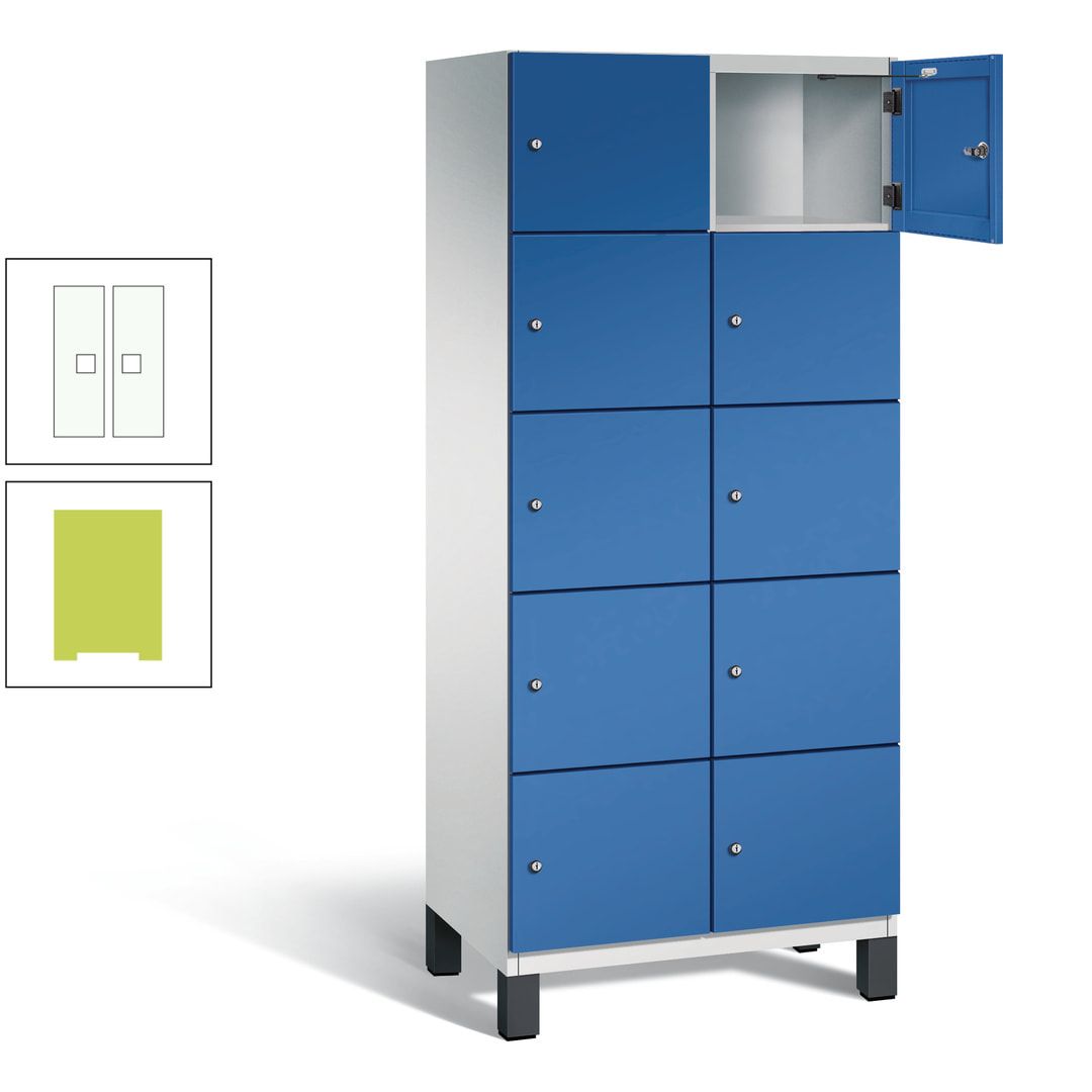 Fächerschrank, Stahlschrank, 10 Fächer, Türöffnungsbegrenzer, Füße, 1.980 x 800 x 525 mm (HxBxT), Korpus anthrazitgrau, Front anthrazitgrau