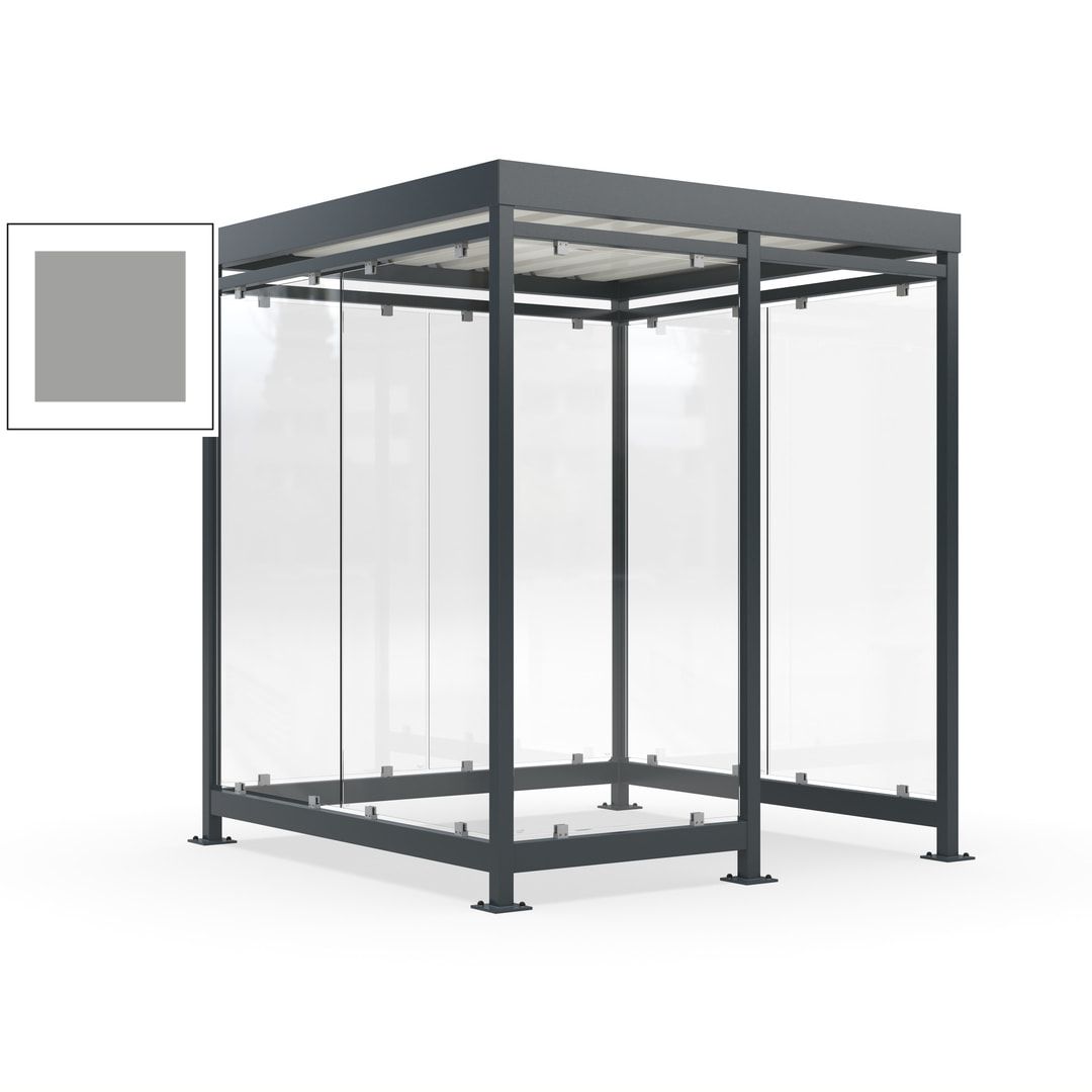 Raucherunterstand, Bushaltestelle, 7 Wände, 6-7 Personen, 2.510 x 2.165 x 2.165 mm (HxBxT), Farbe Achatgrau