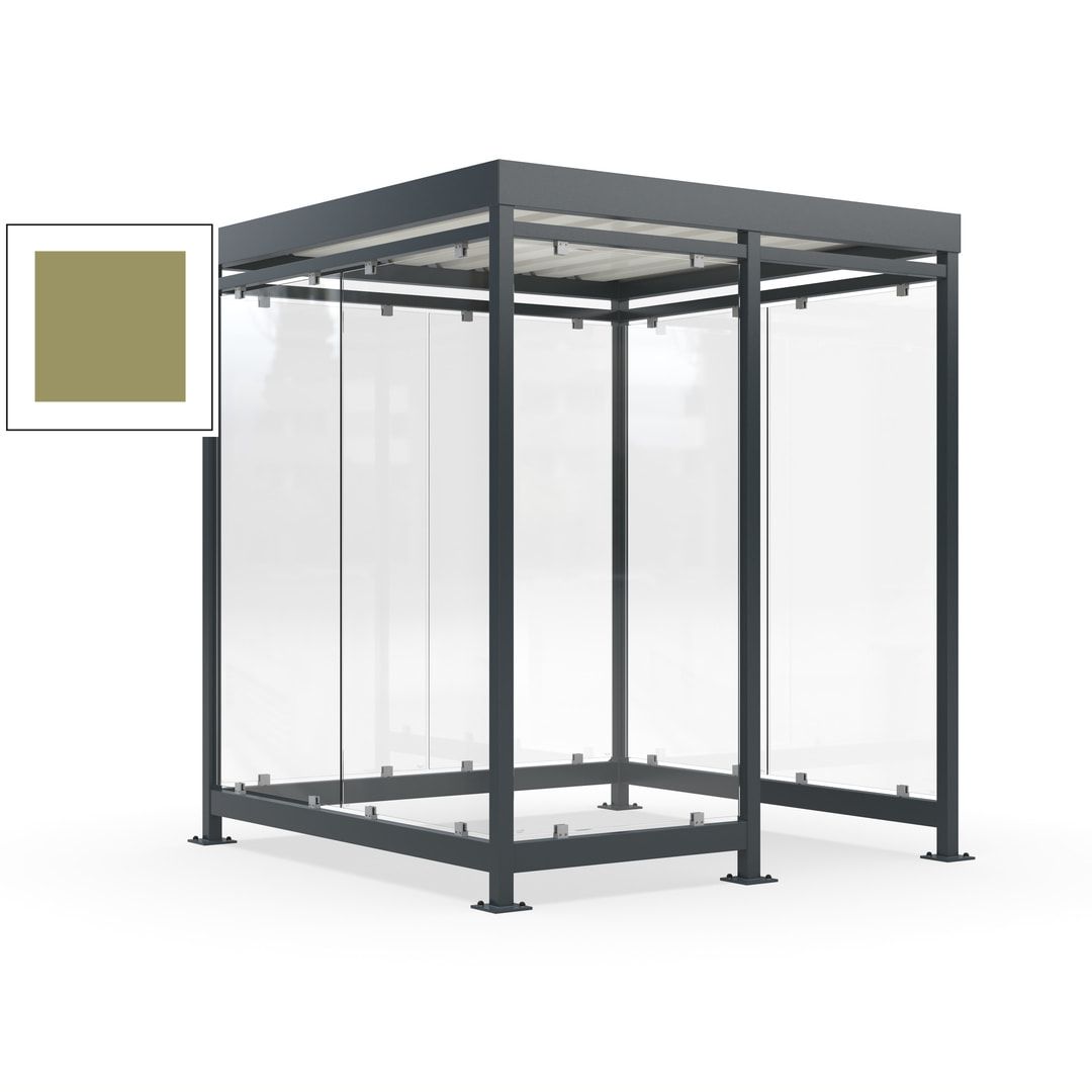 Raucherunterstand, Bushaltestelle, 7 Wände, 6-7 Personen, 2.510 x 2.165 x 2.165 mm (HxBxT), Farbe Achatgrau