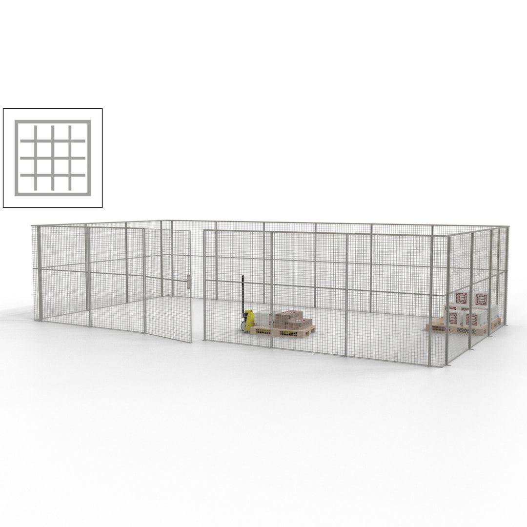 Maschinen Schutzgitter - Hallentrennwand - Sicherheitszaun - Tür - 27 m - 2.200 x 9.400 x 4.900 mm (HxBxT) - enzianblau