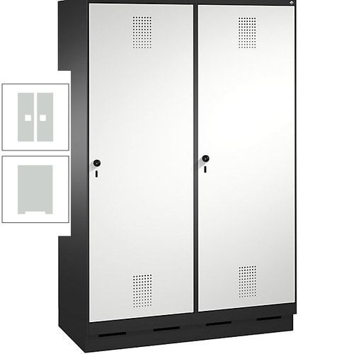 Doppel-Spind, Garderobenschrank, 2 Türen für 4 Abteile a 300 mm, Korpus anthrazitgrau, Türen anthrazitgrau, 1.800 x 1.200 x 500 mm (HxBxT)