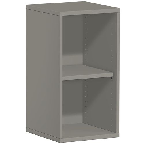 Büroregal, Schreibtischhöhe, Metallsockel/Standfüße, Dreischicht-Feinspan, Einlegeboden, 768 x 1.000 x 425 mm (HxBxT), Dekor Ahorn