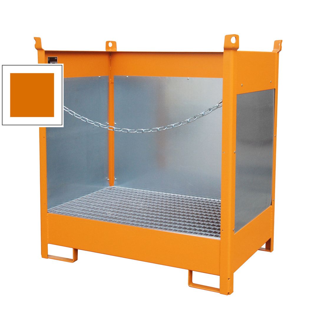 Fass-Stapelpalette - für 2 x 200-l-Fässer - Volumen 210 l - 1.495 x 1.410 x 920 mm (HxBxT) - Spritzschutzwände - feuerrot