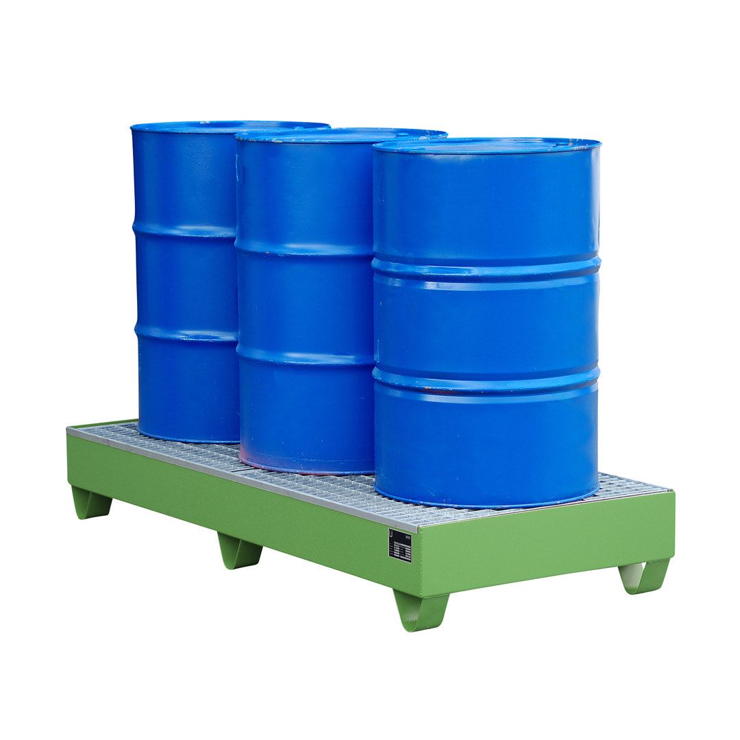 Auffangwanne - 1.800 x 800 mm (BxT) - 202 l - Füße - Gitterrost - feuerrot