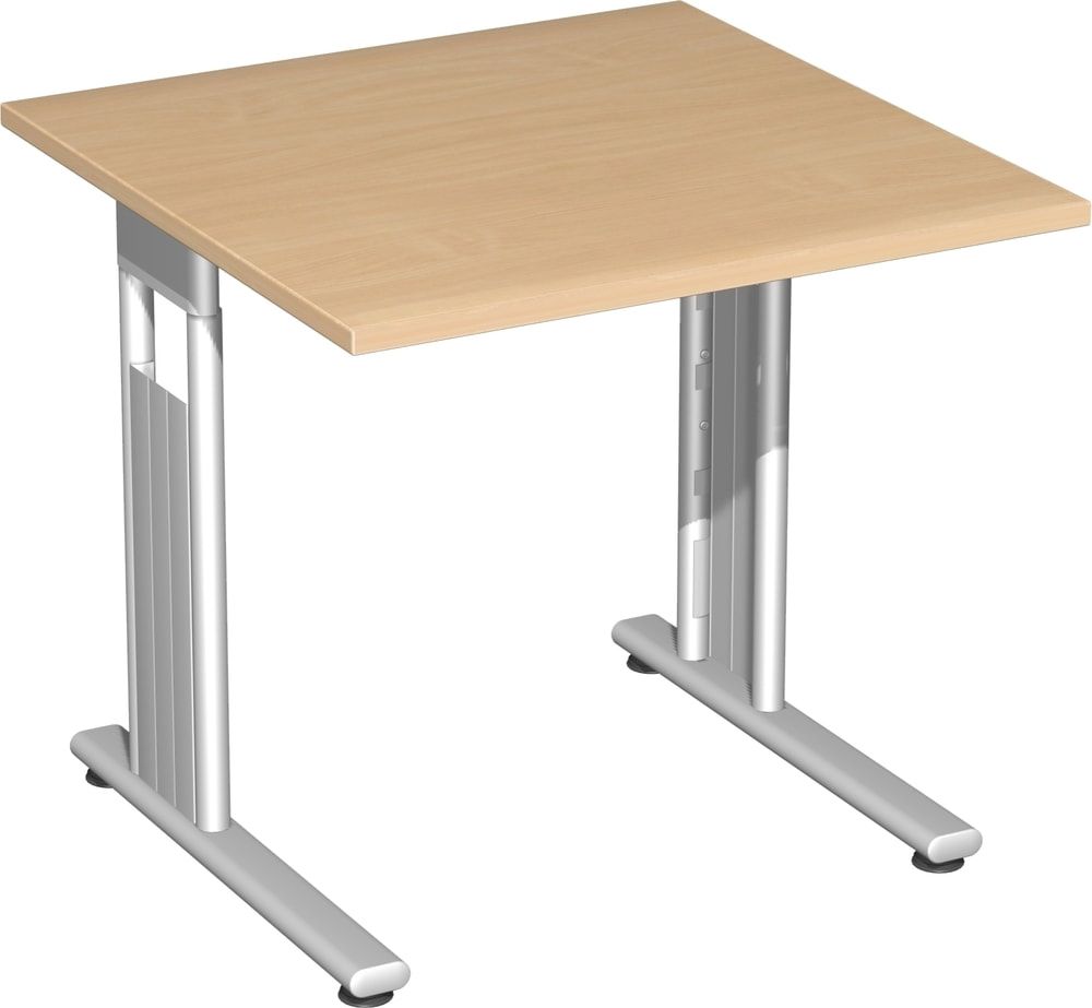 Schreibtisch mit einseitig verkürzt Füßen - C-Fuß Flex - Bürotisch - Konferenztisch - 720 x 1.200 x 800 mm (HxBxT) - Dekor Ahorn - Gestell silber