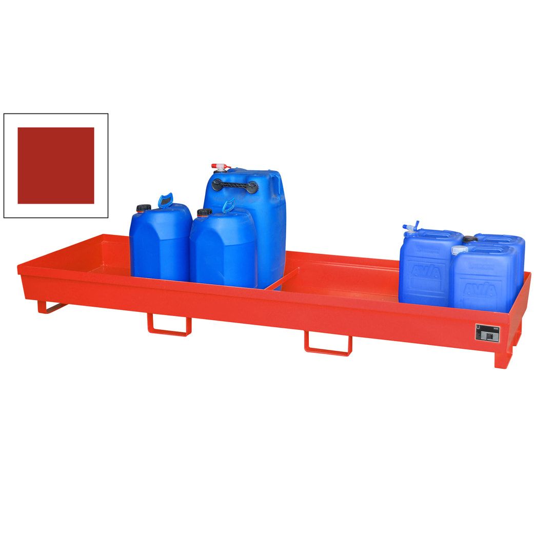Ineinander stapelbare Auffangwanne - Stahl - 280 l Volumen - Breite 2.400 mm - feuerrot