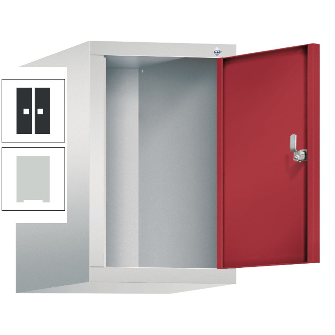 Aufsatzschrank für Spinde, Schließfachschränke und Stahlschränke, 1 Abteil, Korpus anthrazitgrau, Türe anthrazitgrau, 500 x 320 x 500 mm (HxBxT)