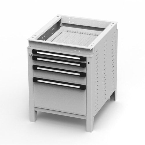 OTTOKIND Werkbank - Arbeitsplatte bündig - 850 x 605 x 750 mm (HxBxT) - 4 Schubladen - 60:1 / 90:1 / 120:1 / 300:1 - lichtgrau / anthrazitgrau