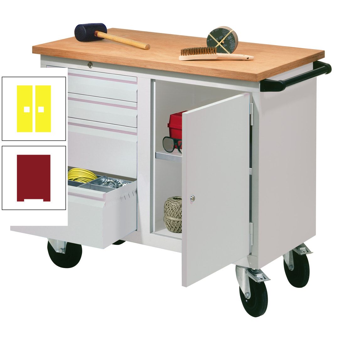 Mobile Werkbank - Werkstattwagen - 915 x 1.090 x 600 mm - 4 Schubladen und Schrankfach - anthrazitgrau