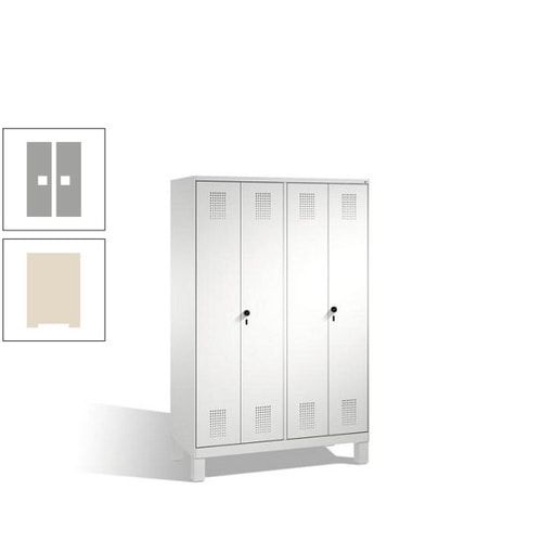 Doppel-Spind, Doppeltüren, Garderobenschrank mit Füßen, 4 Abteile a 300 mm, Korpus anthrazitgrau, Tür anthrazitgrau, 1.850 x 1.200 x 500 mm (HxBxT)