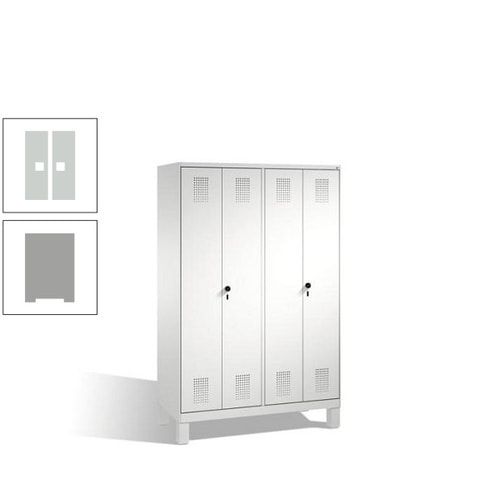 Doppel-Spind, Doppeltüren, Garderobenschrank mit Füßen, 4 Abteile a 300 mm, Korpus anthrazitgrau, Tür anthrazitgrau, 1.850 x 1.200 x 500 mm (HxBxT)
