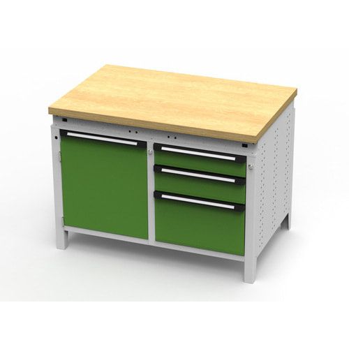 OTTOKIND Werkbank - bündige Arbeitsplatte - 850 x 1.150 x 750 mm (HxBxT) - 3 Schubladen - Schrank - lichtgrau