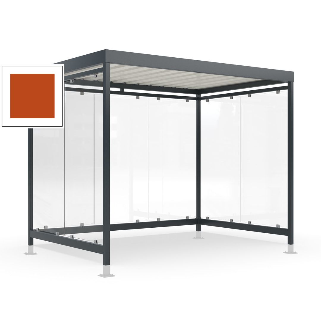 Raucherunterstand mit Überpflasterung, fertig montiert, Fahrgastunterstand, Bushaltestelle, 2.440 x 3.180 x 2.165 mm (HxBxT), 7 Wände, Achatgrau