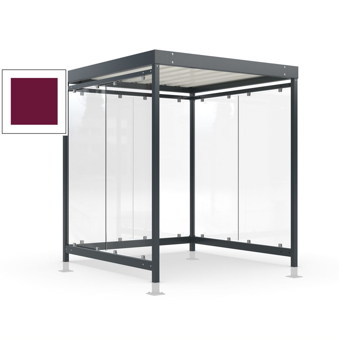 Raucherunterstand, Bushaltestelle, Bausatz, mit Überpflasterung, 6-7 Personen, 6 Wände, 2.440 x 2.165 x 2.165 mm (HxBxT), Achatgrau