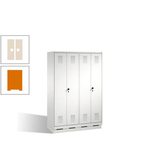 Doppel-Spind, Doppeltüren, Garderobenschrank mit Sockel, 4 Abteile a 300 mm, Korpus anthrazitgrau, Tür anthrazitgrau, 1.800 x 1.200 x 500 mm (HxBxT)