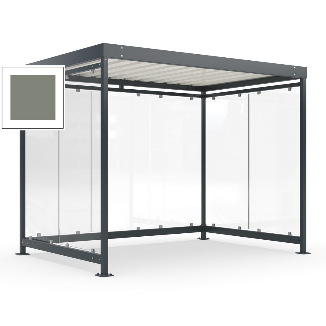 Raucherunterstand, Bausatz, Fahrgastunterstand, Bushaltestelle, 2.510 x 3.180 x 2.165 mm (HxBxT), 7 Wände, Achatgrau
