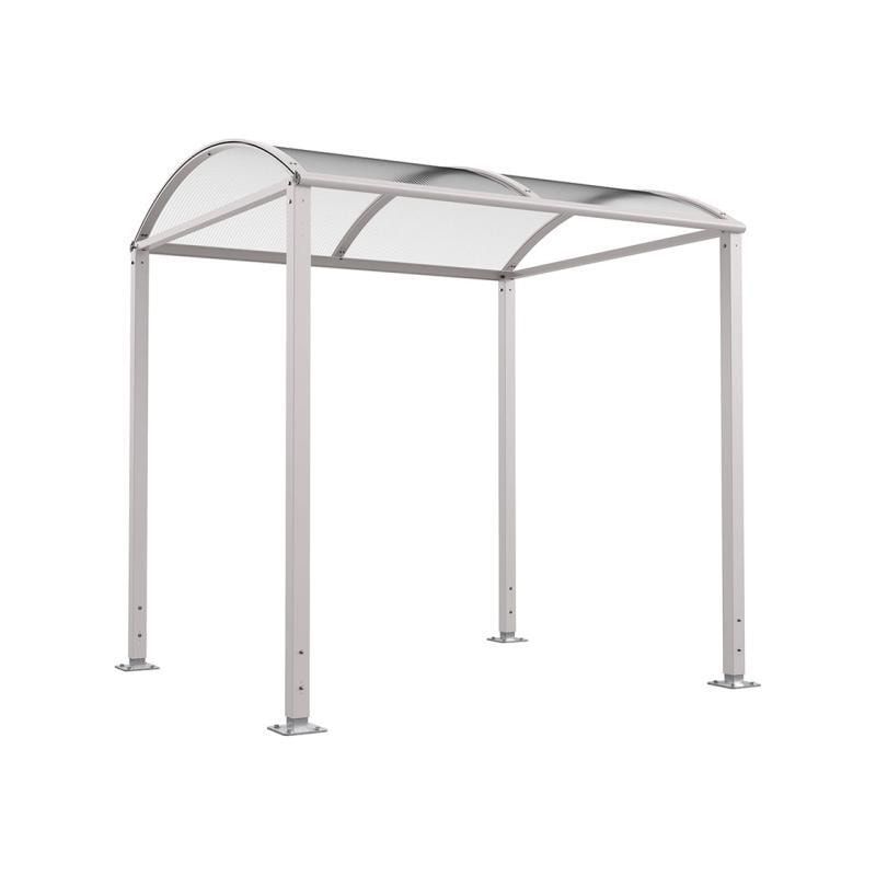Fahrradunterstand, Fahrradüberdachung, Erweiterung, LED Beleuchtung, 2.635 x 2.500 x 2.090 mm (HxBxT), auf Bodenplatten, Regenrinne, Farbe enzianblau