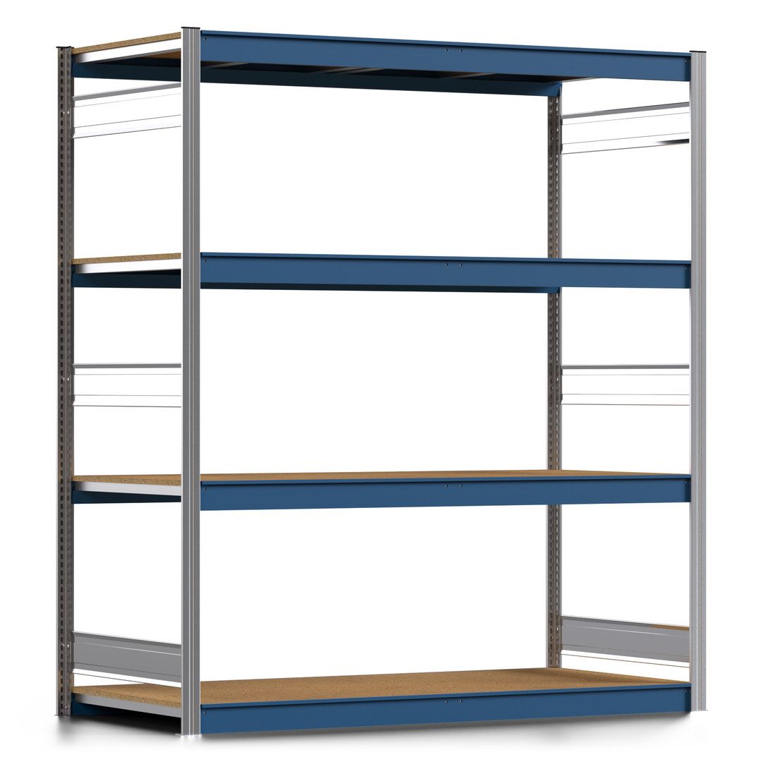 Weitspannregal EMIL - 2.000 x 1.750 x 800 mm (HxBxT) - Fachlast 400 kg - Holzböden - Lagerregal - Anbauregal