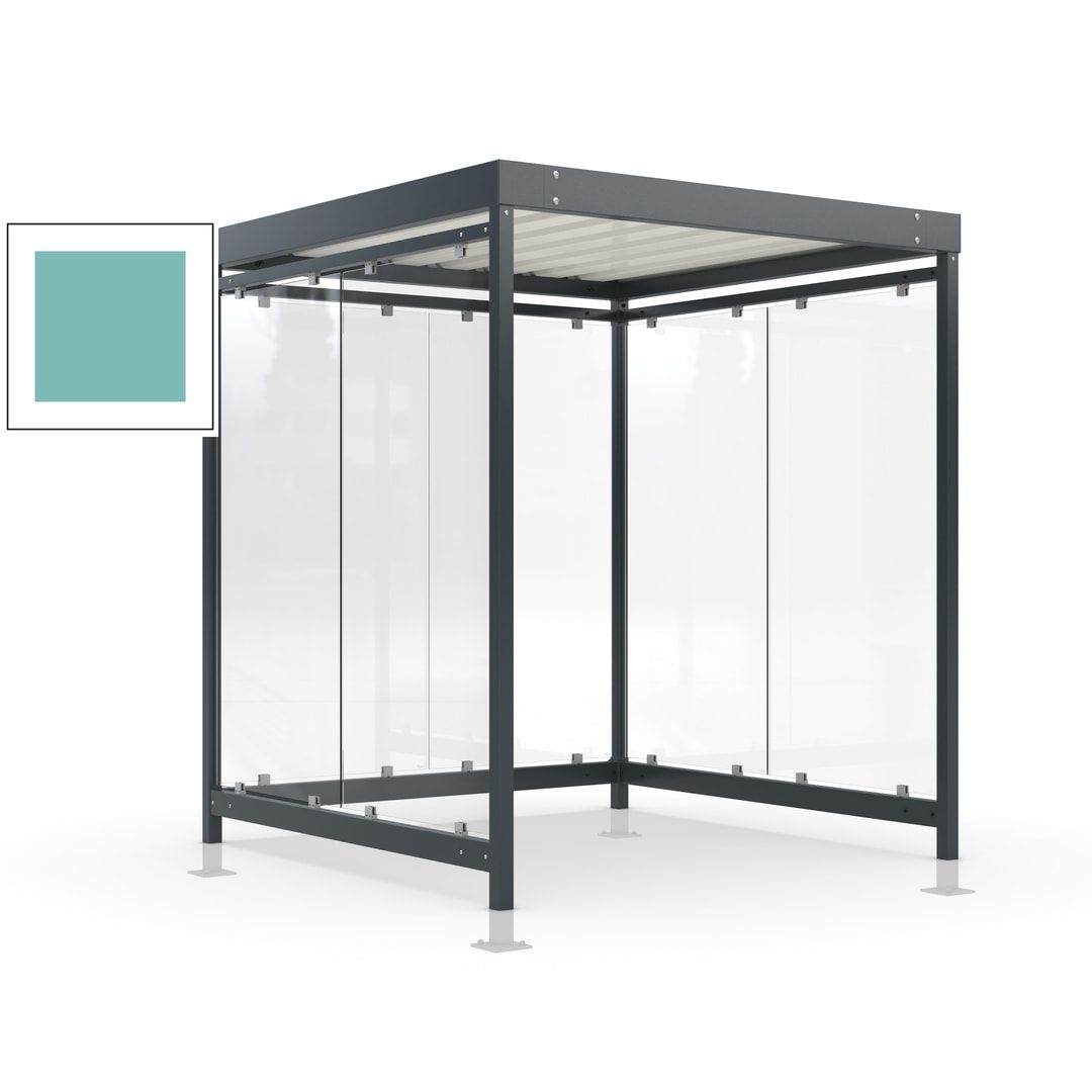 Raucherunterstand, Bushaltestelle, Bausatz, mit Überpflasterung, 6-7 Personen, 6 Wände, 2.440 x 2.165 x 2.165 mm (HxBxT), Achatgrau