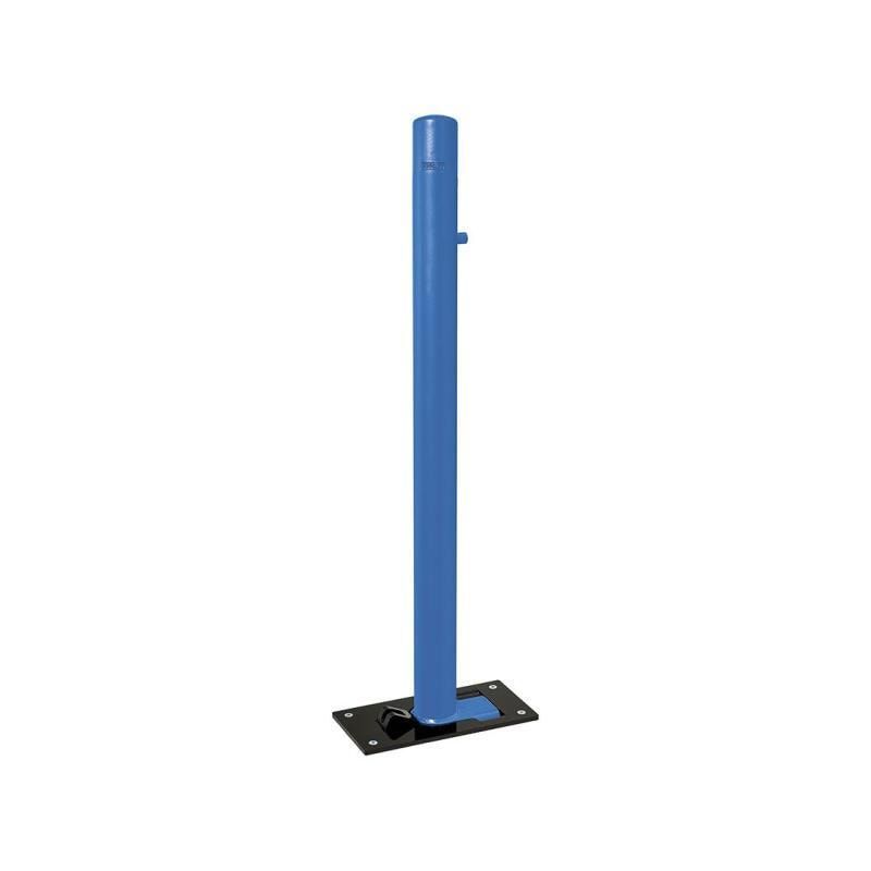 Klappbarer Pfosten mit Bogenkopf - 76 x 977 mm (DxH) - Überfahrhöhe 114 mm - Farbe enzianblau - Absperrpfosten