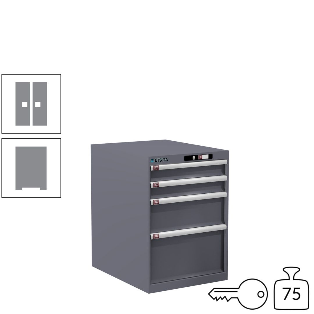 Lista Schubladenschrank - 14.371.010 - 800x564x725 mm (HxBxT) - 4 Schubladen - 75 kg - Key Lock - lichtblau (RAL 5012)