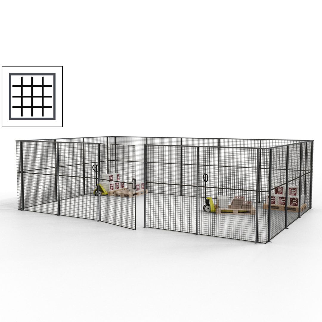Maschinen Schutzgitter - Hallentrennwand - Sicherheitszaun - Tür - 22 m - 2.200 x 7.900 x 4.900 mm (HxBxT) - enzianblau