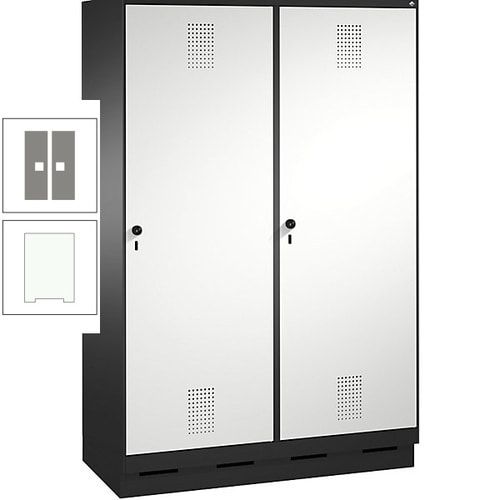Doppel-Spind, Garderobenschrank, 2 Türen für 4 Abteile a 300 mm, Korpus anthrazitgrau, Türen anthrazitgrau, 1.800 x 1.200 x 500 mm (HxBxT)
