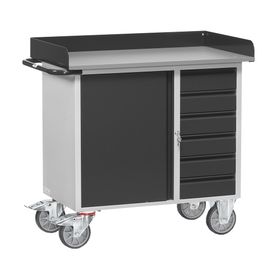 Fetra - Werkstattwagen - Tragkraft 400 kg - 995 x 590 x 1.080 mm (HxBxT) - 1 Schrank - 6 Schubladen - Abrollrand