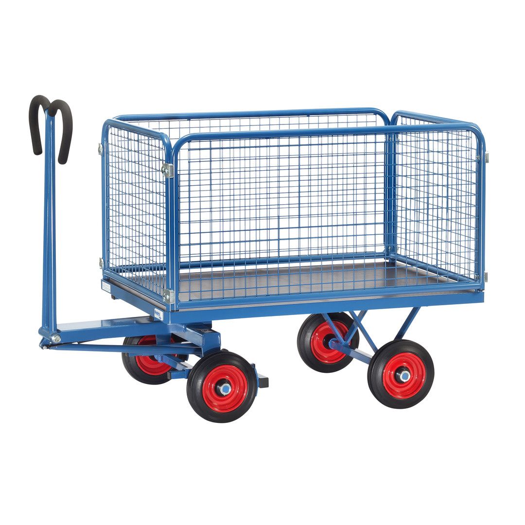 Fetra - Handpritschenwagen - Traglast 700 kg - (BxT) 800 x 1.200 mm - Drahtgitterwände 600 mm - Luft