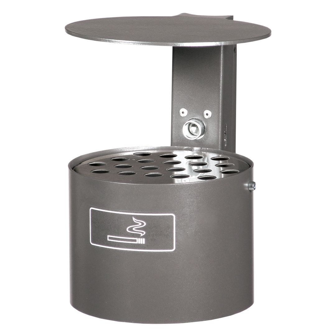 Rundascher - 4 l - mit Haube - Wand- o. Pfostenmontage - Aschenbecher - anthrazitgrau