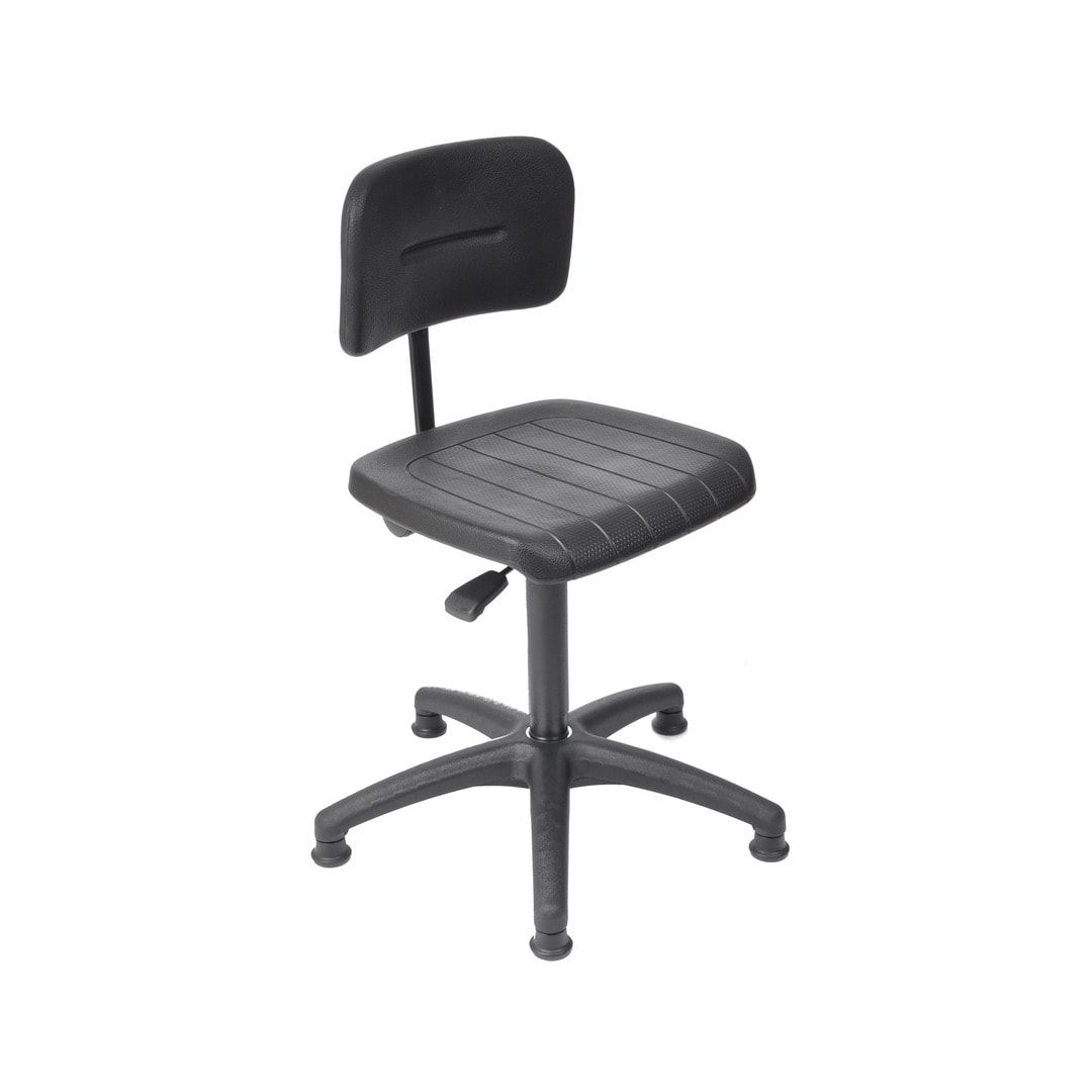 Arbeitsstuhl - Bürostuhl - Sitzhöhe 440 - 630 mm - PU, schwarz - Rückenlehne klein - Kunststofffußkreuz mit Gleitern