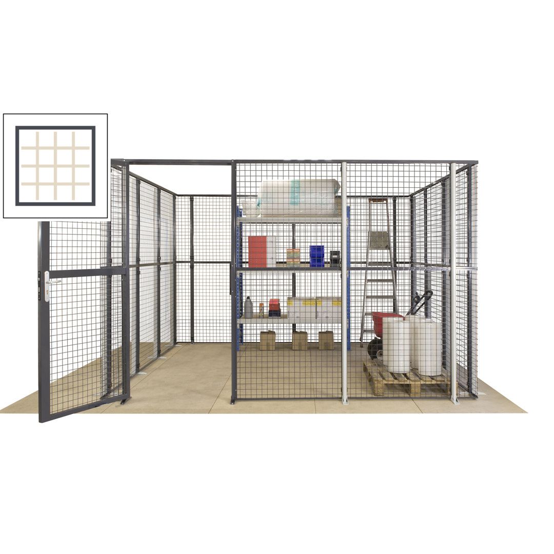 Maschinen Schutzgitter - Hallentrennwand - Sicherheitszaun - Tür - 72 m - 2.200 x 21.400 x 15.400 mm (HxBxT) - enzianblau