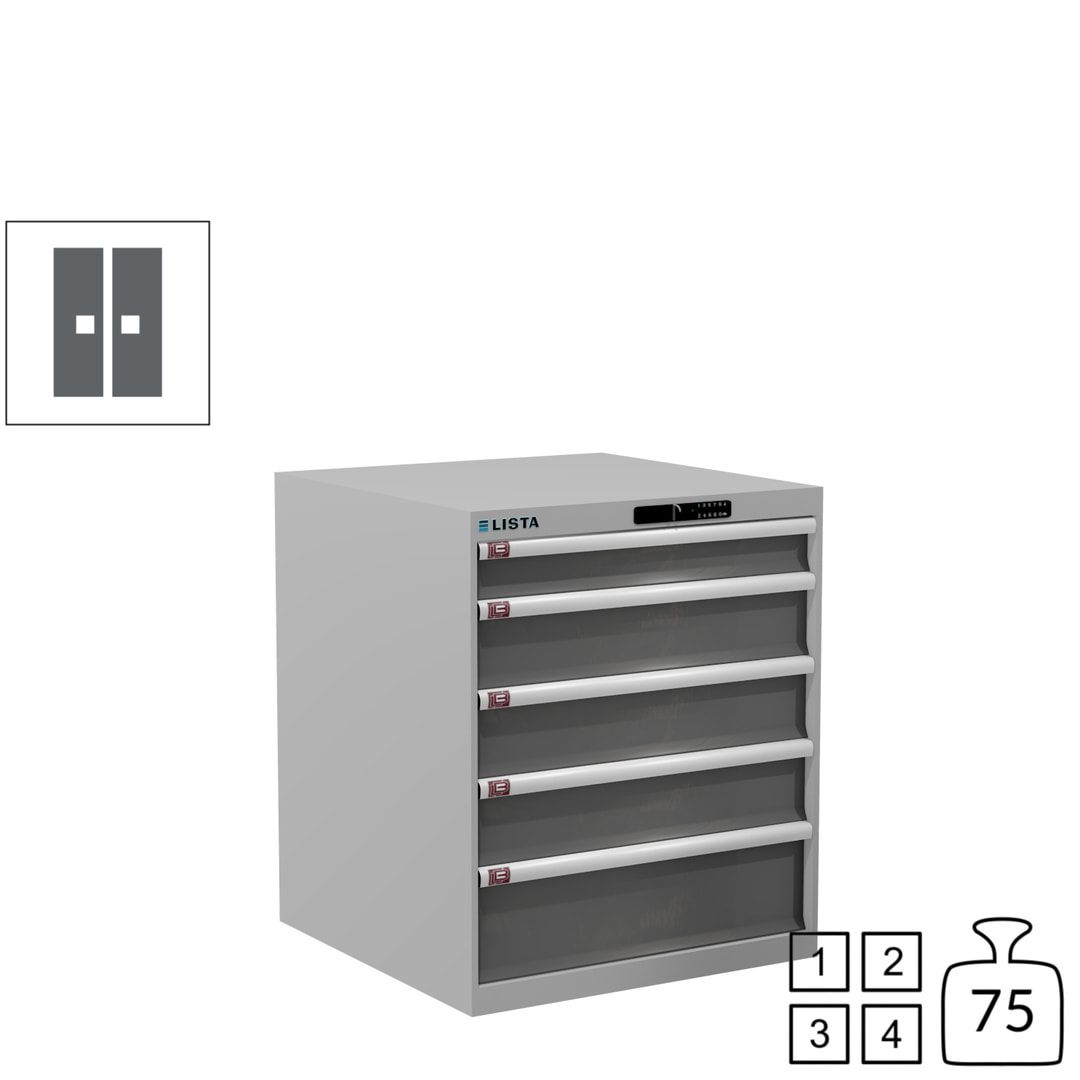 Lista Schubladenschrank - 14.410.010 - 850x717x725 mm (HxBxT) - 5 Schubladen - 75 kg - Key Lock - lichtblau (RAL 5012)