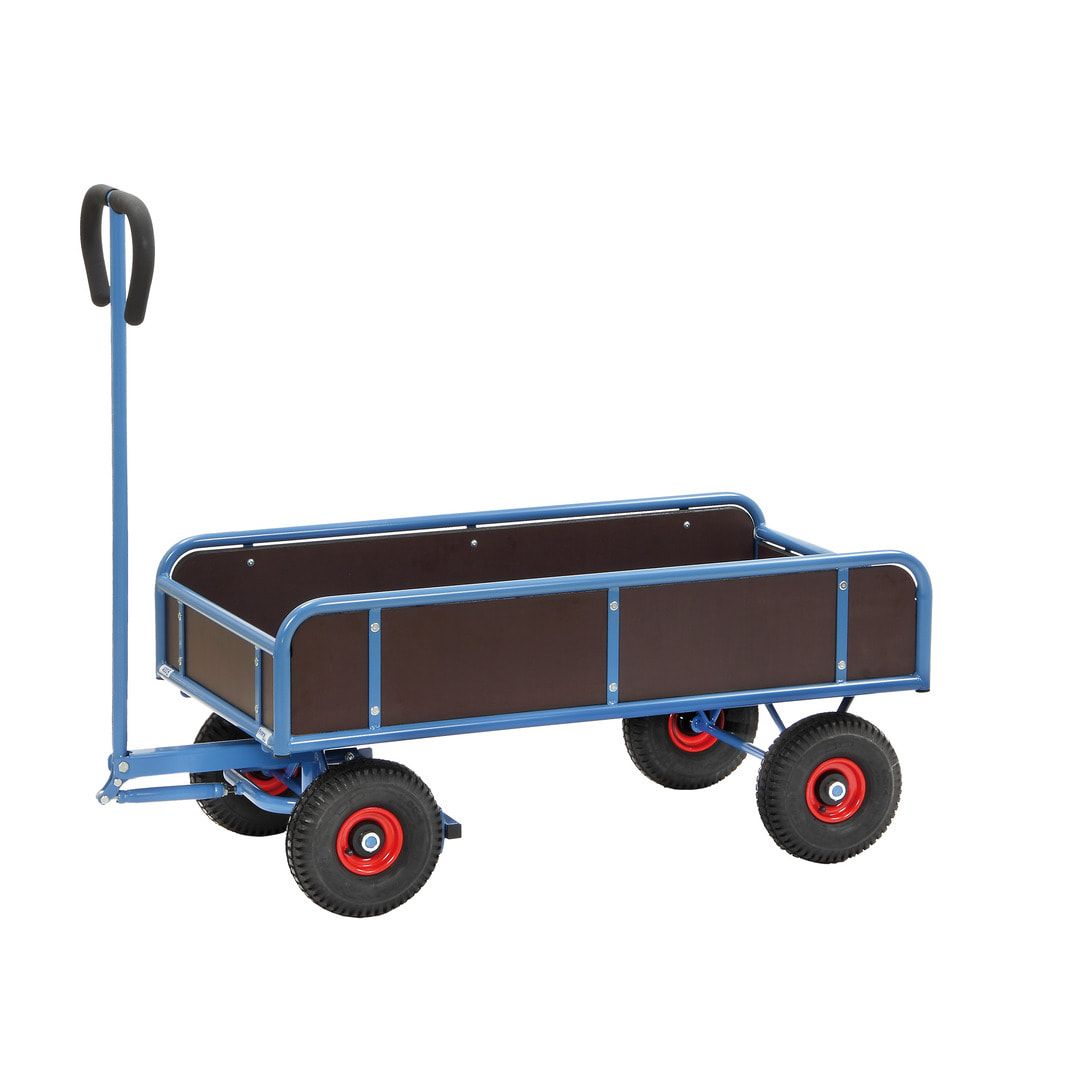 Fetra Handwagen - Traglast 400 kg - Ladefläche 545 x 945 mm - Vier Wände, fest - Vollgummireifen