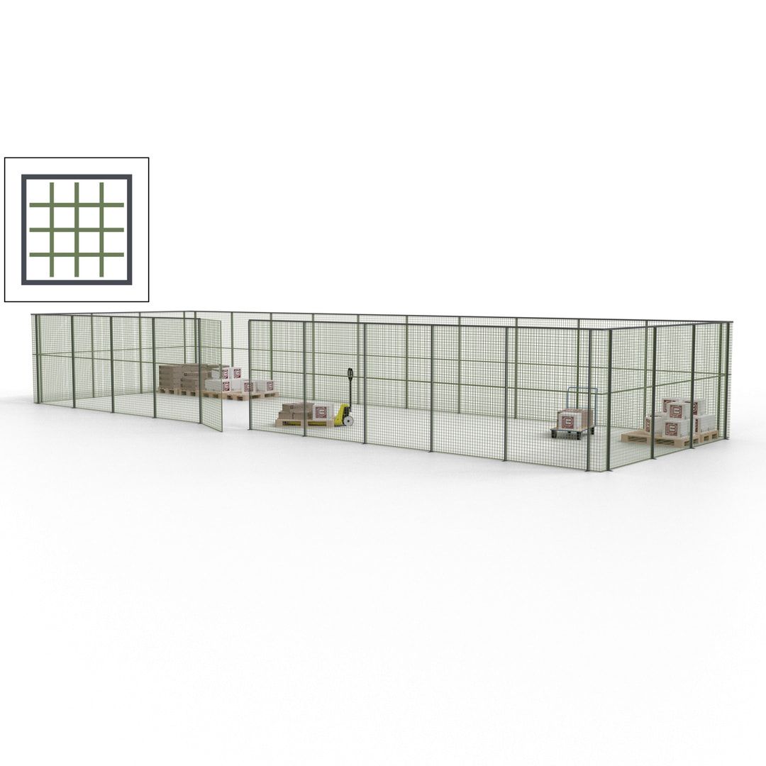 Maschinen Schutzgitter - Hallentrennwand - Sicherheitszaun - Tür - 39 m - 2.200 x 15.400 x 4.900 mm (HxBxT) - enzianblau