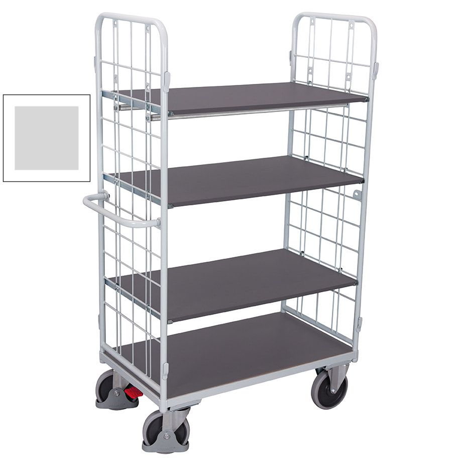 Etagenwagen - 2 Gitterwände - 4 Etagen - Ladefläche 500 x 850 mm (BxT) - Traglast 400 kg - anthrazitgrau